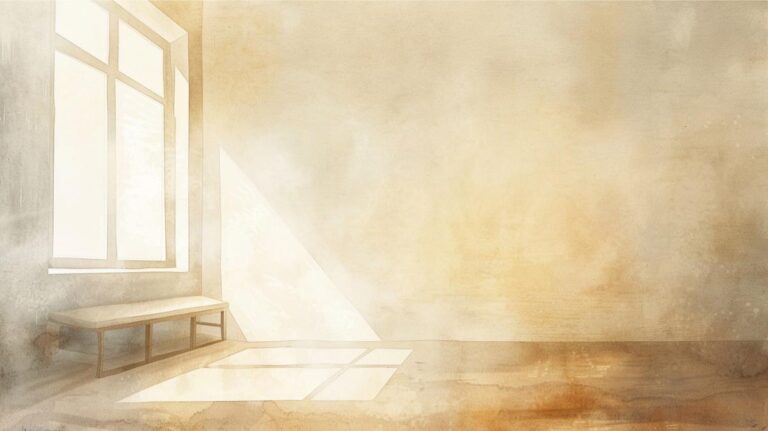 Bright sunlight streaming through large windows in a minimalist, serene living space.