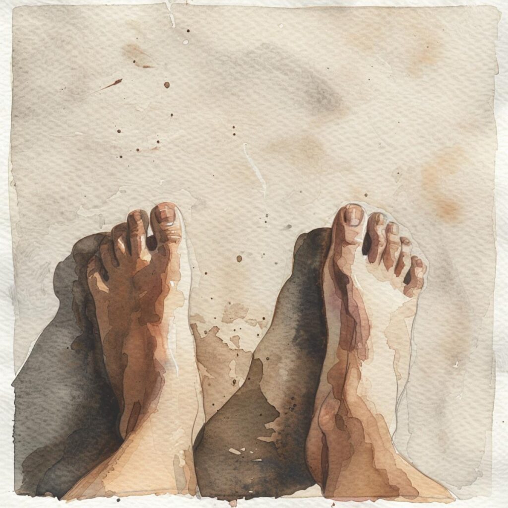 Dry, cracked feet with peeling skin, dry patches, and rough texture, indicating the importance of skincare.