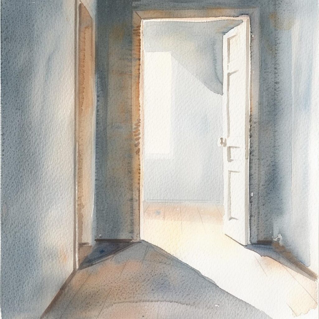 Open doors in a hallway