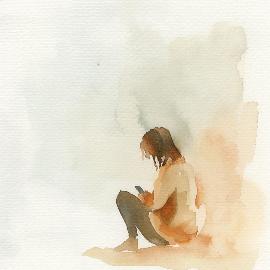 Person sitting with phone