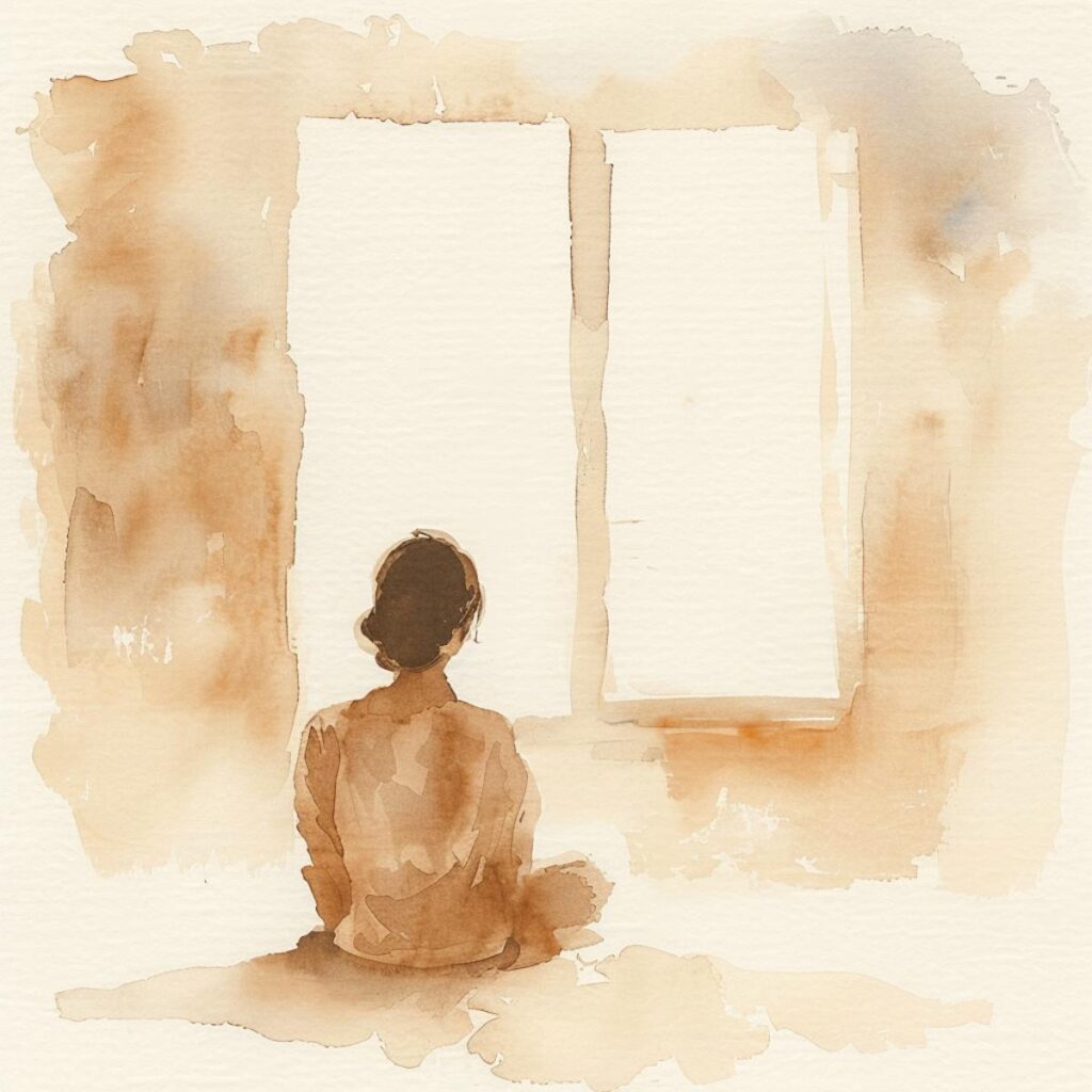Sitting in silence near a window