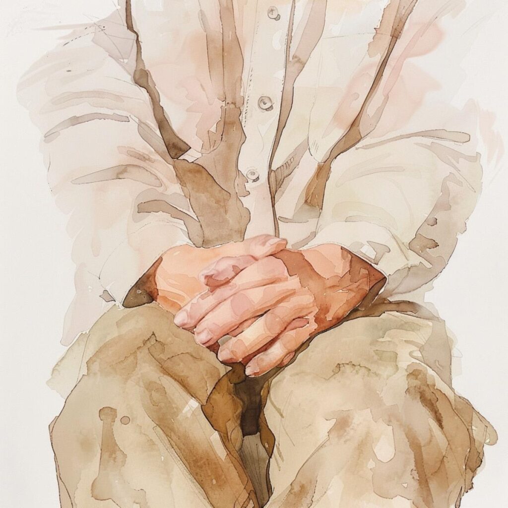 Sitting with hands folded