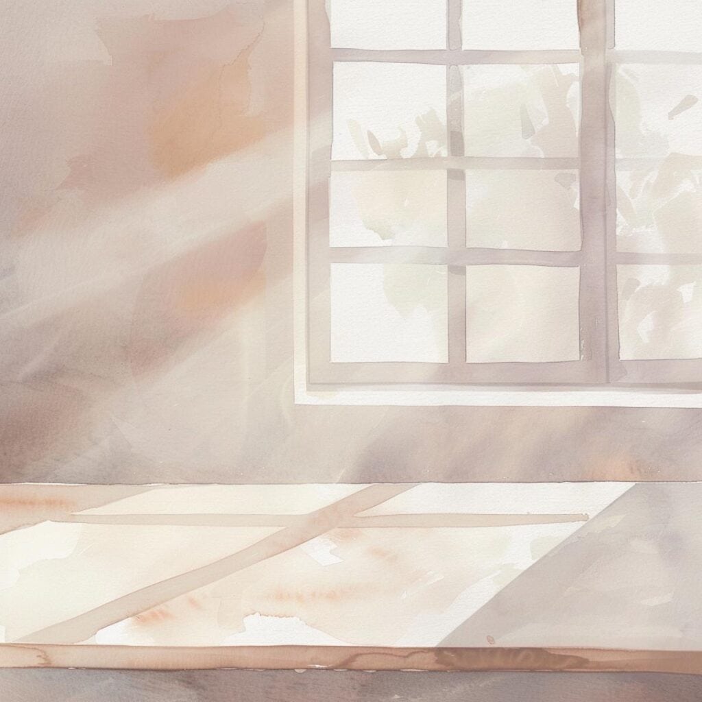 Bright minimalist window with natural light for a calm, clutter-free living space.