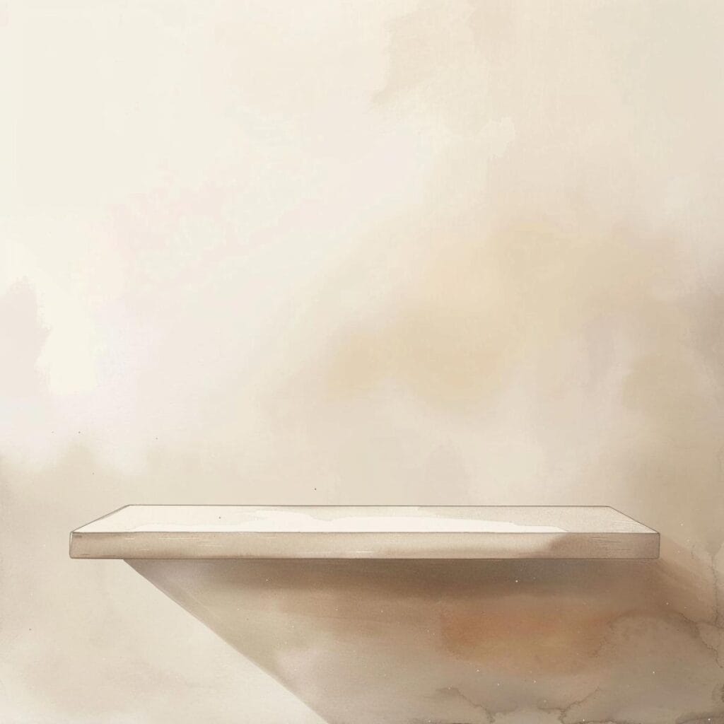 Simple white floating shelf against a plain wall for minimalist home storage.