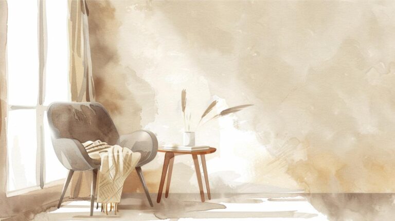 A chair with a blanket near a window