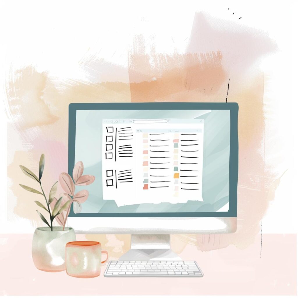 A checklist on a computer monitor