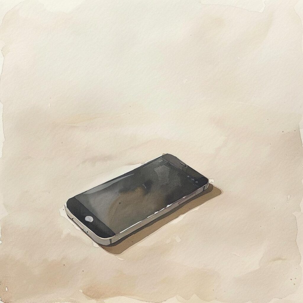 A phone on a table by itself