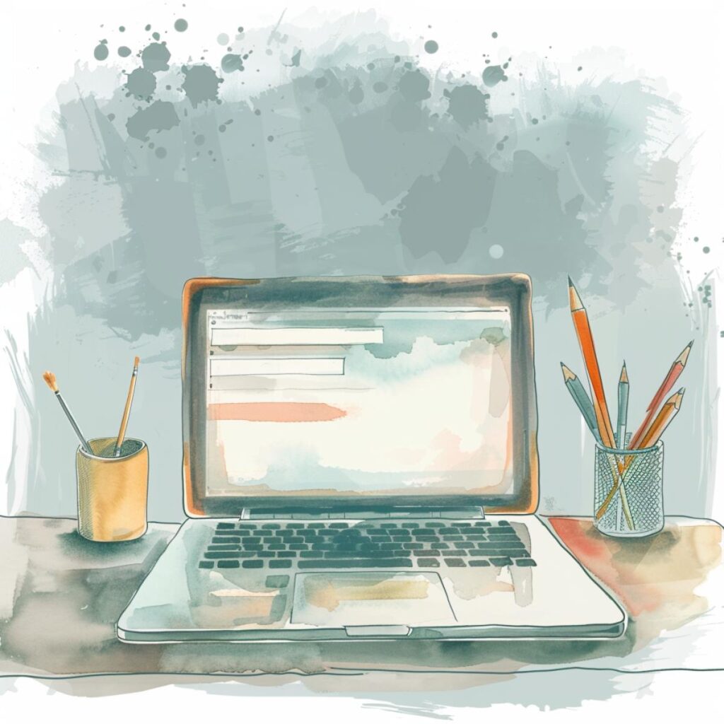 A workspace with a laptop