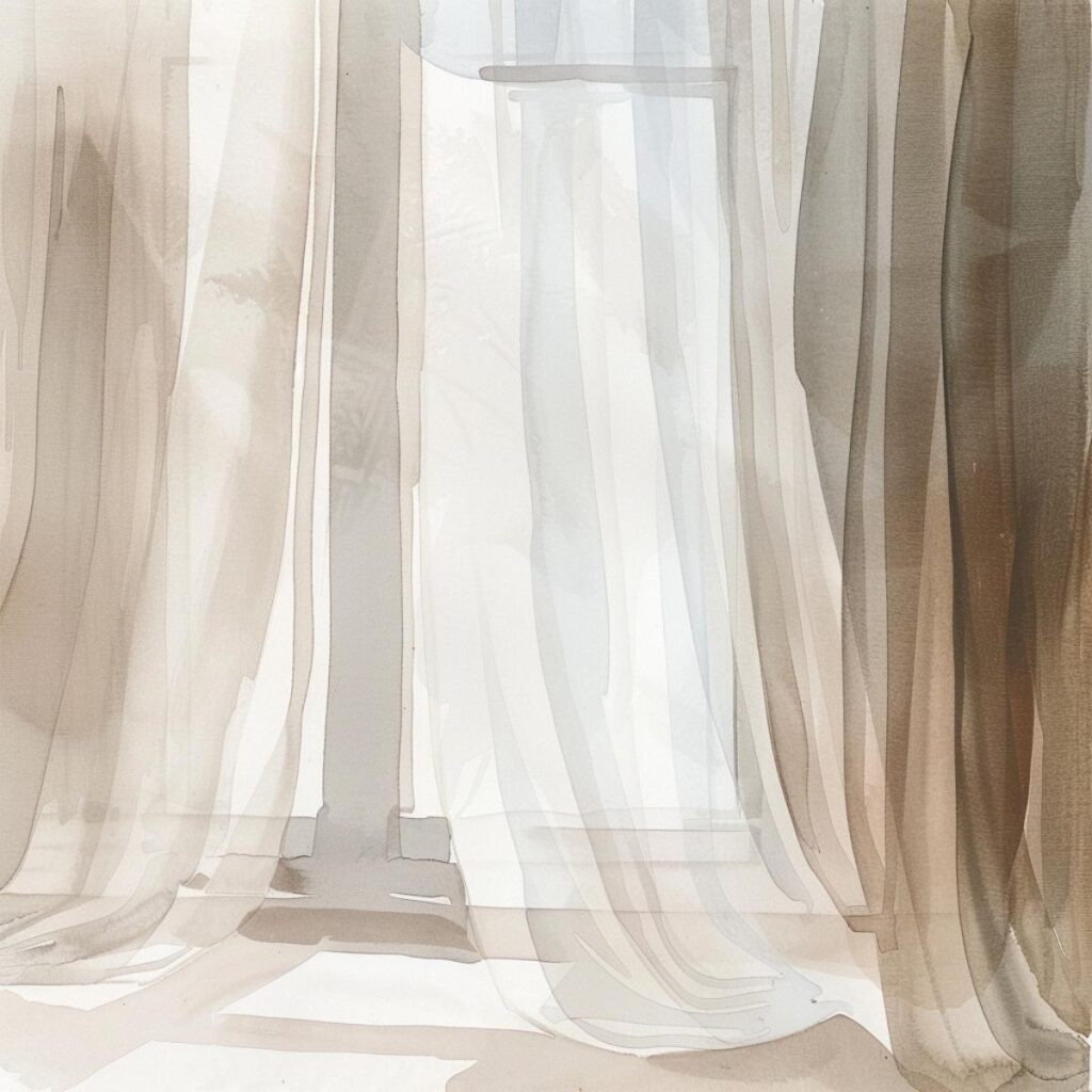 Blowing curtains near a window